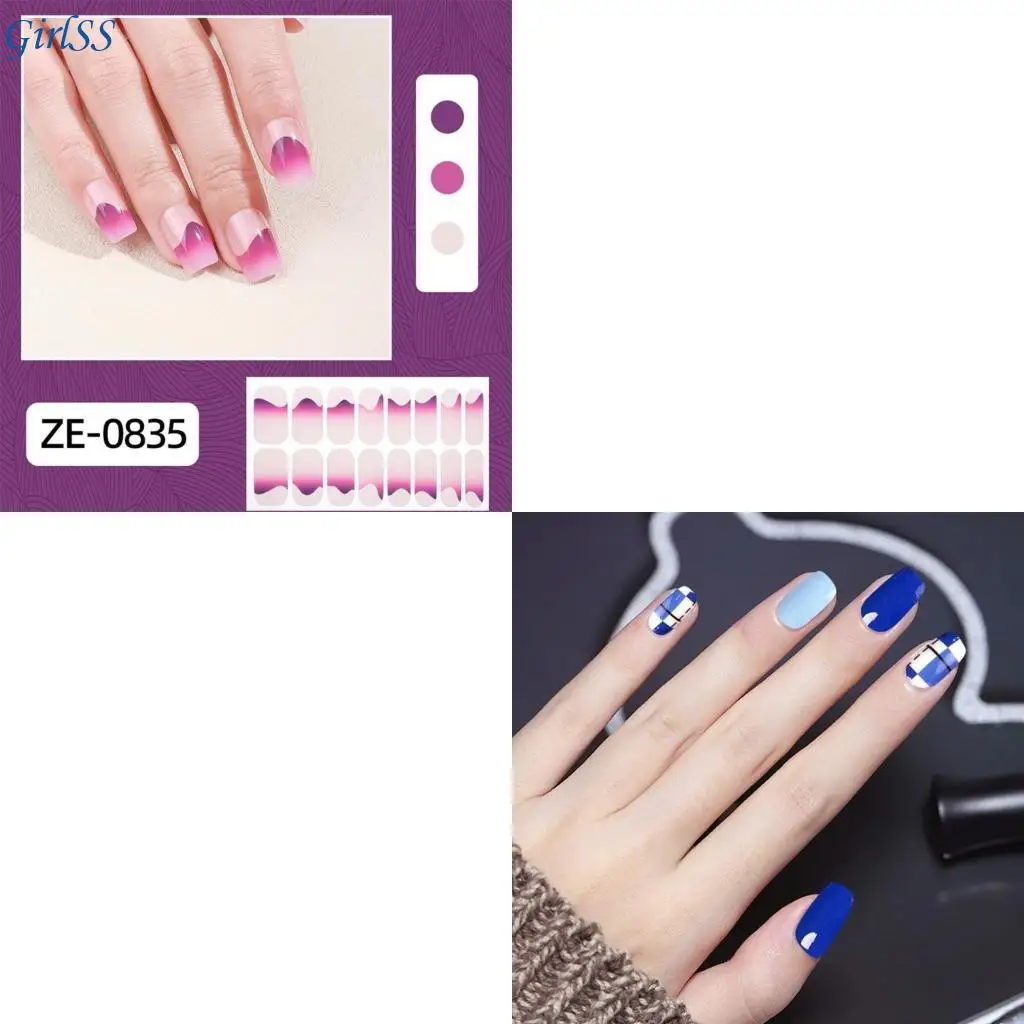 

Gradient Gels Sticker French Tip Gels Wraps Trendy Nails Polish Strips T4MB