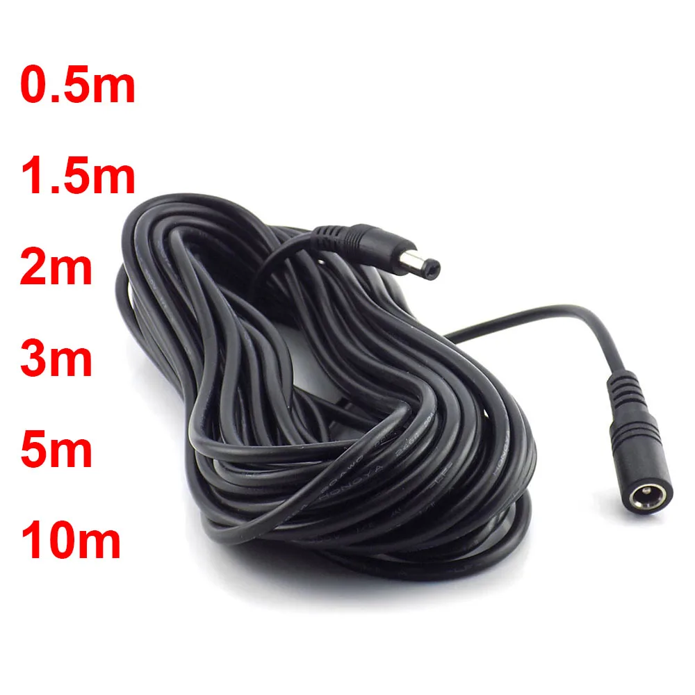 5.5x2.1mm fonte de alimentação dc jack adaptador cabo de chumbo 12v cabo dc fêmea macho extensão plugue externo