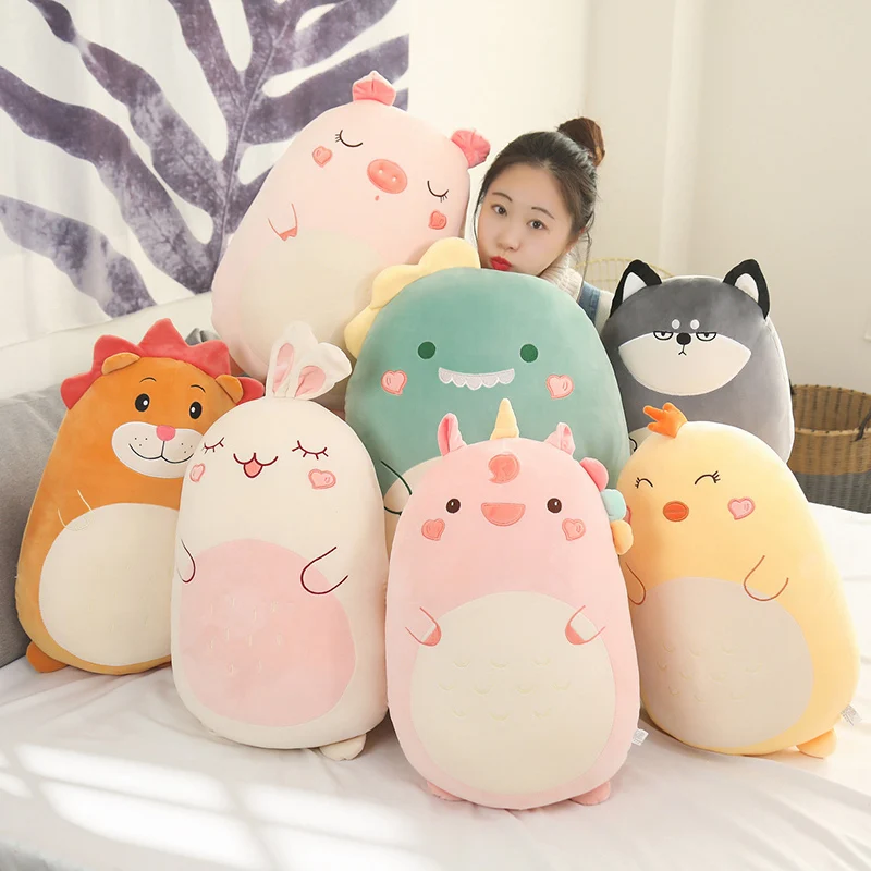 

45-80cm Squish Pillow Plush Toy Animal Kawaii Unicorn Dinosaur Lion Bunny Soft Lovely Buddy Stuffed Cushion Gift for Kids Girl