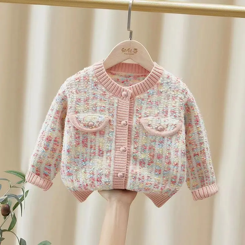 

Girls Cardigan Spring And Autumn Clothing Knitted Sweater New Korean Version Versatile Casual Childrens Princess Sweater Jacket