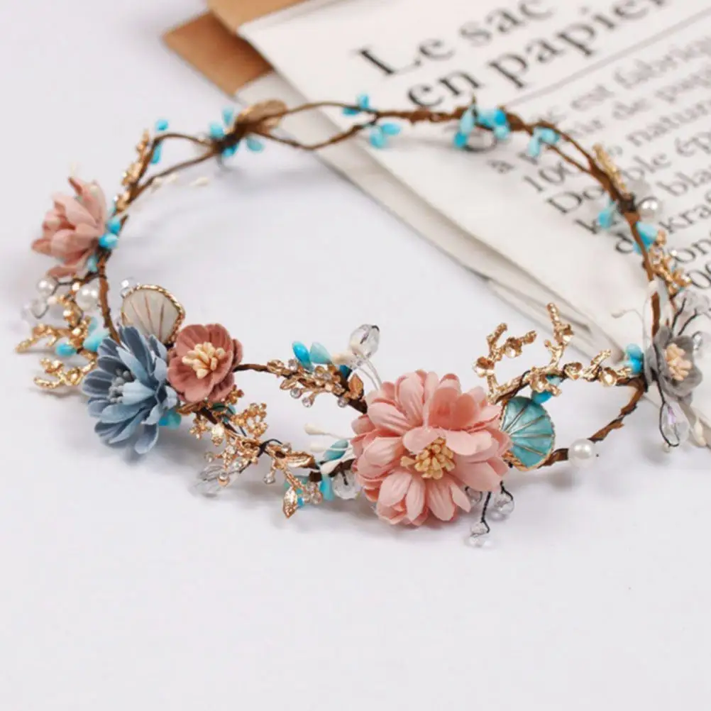 

Элегантная повязка на голову с жемчугом и стразами в виде цветка, ручной работы, для свадьбы, винтажный стиль, аксессуар для волос на свадебную вечеринку