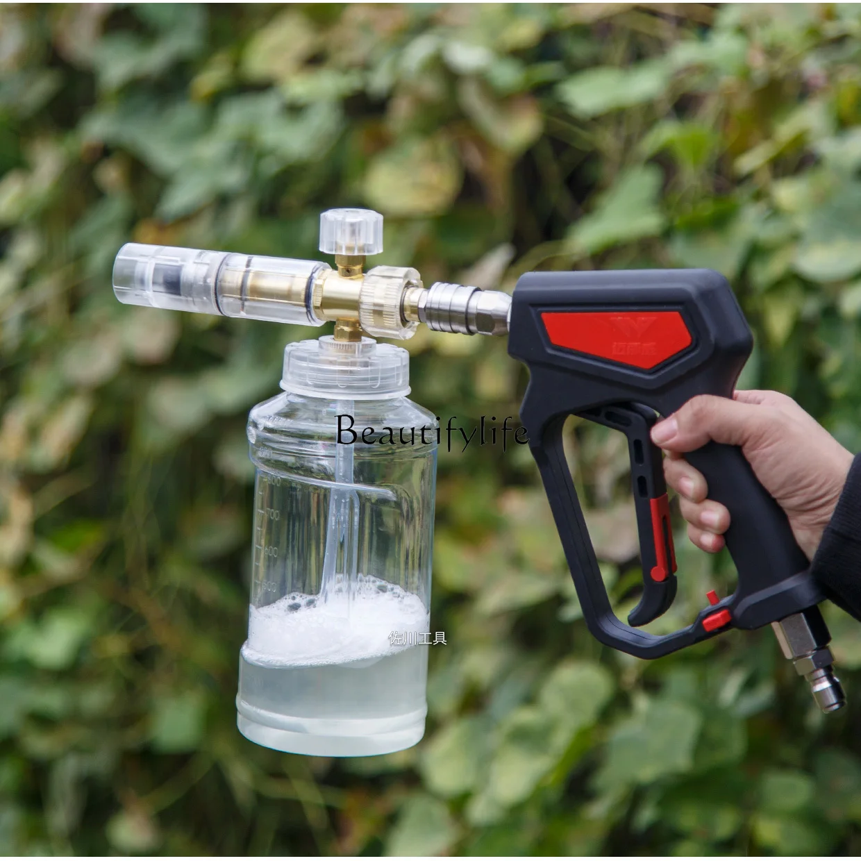 

jj4 Full transparent PA foam pot for car washing machine Commercial high pressure watering can 1/4 quick connector