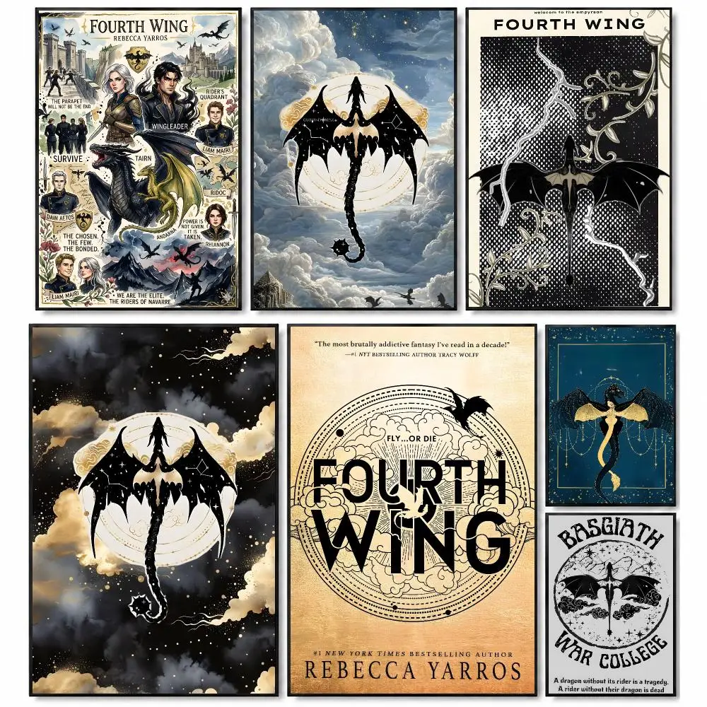 Book Fantasy F-Fourth Wing Poster Self-Stick Bedroom Dorm Office Gaming Room Studio Decor Gift