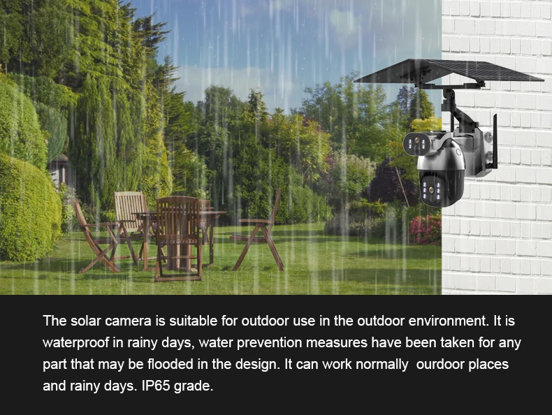 Dual Lens IP66 Waterproof Solar Wifi Outdoor IP Camera 30 Meter Night Vision Full Color CMOS Smart AI Technology Memory Cloud