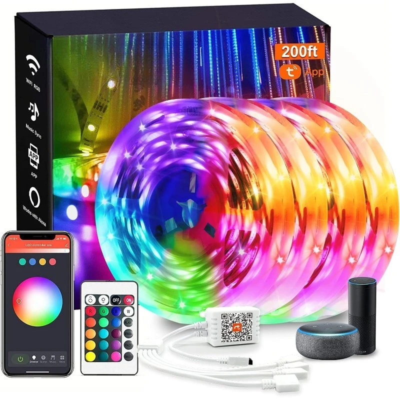 

Smart WiFi Led Lights, Tuya App Controlled, Compatible with Alexa and Google Assistant, Timer Schedule, RGB Strip Colo