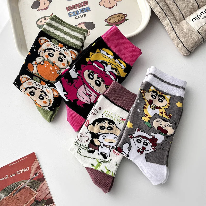 Nieuwe Crayon Shin-chan Cartoon Sokken Kawaii Gekamd Katoen Mid-kalf vrouwen Sokken Mannen En vrouwen Anime cartoon Kousen Geschenken