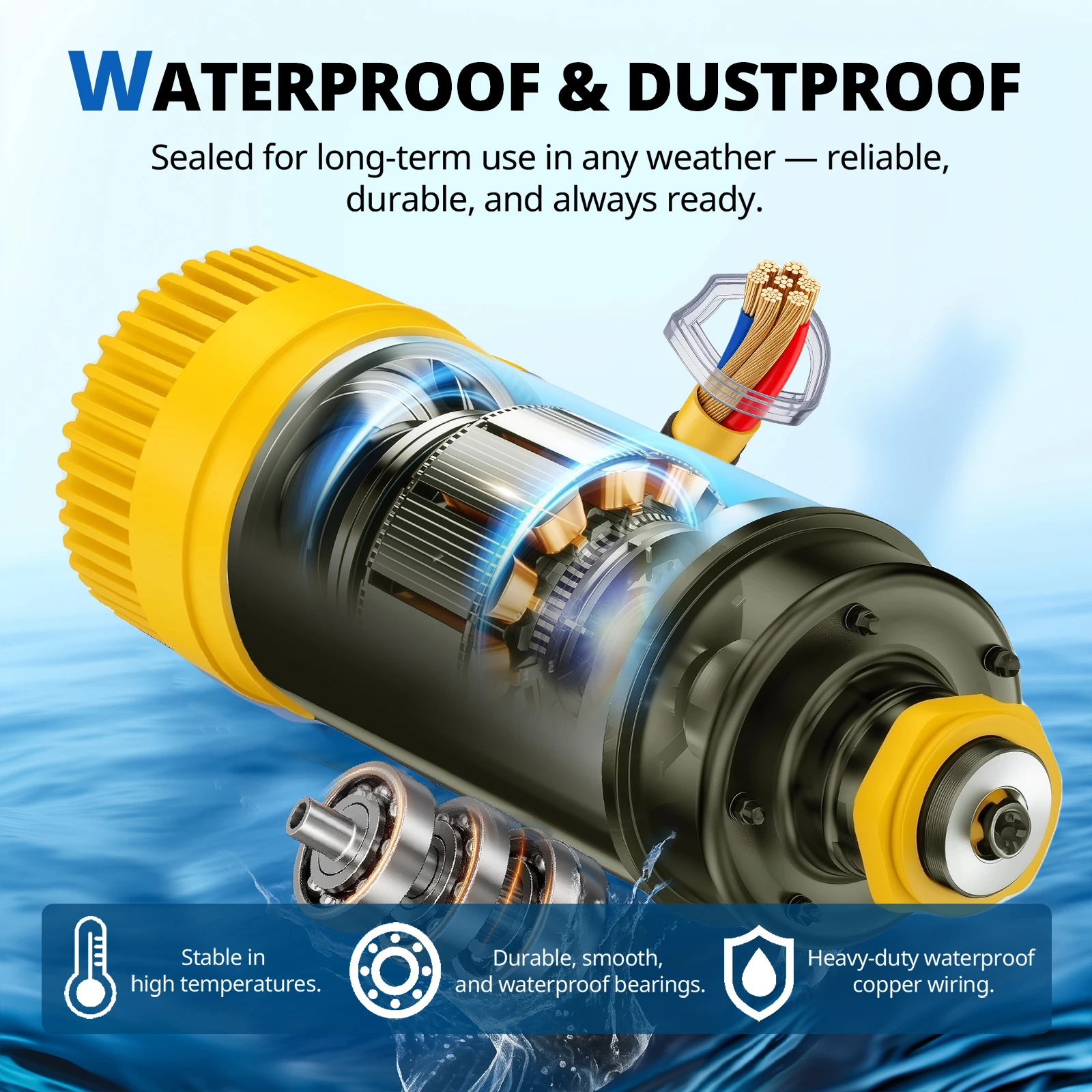 Pond Fountain Aerator 1HP 15000 GPH Pump W/ Timer, 110V 15A, 100FT Cord, 2 Spray Patterns, Energy-Efficient for Ponds & Lakes