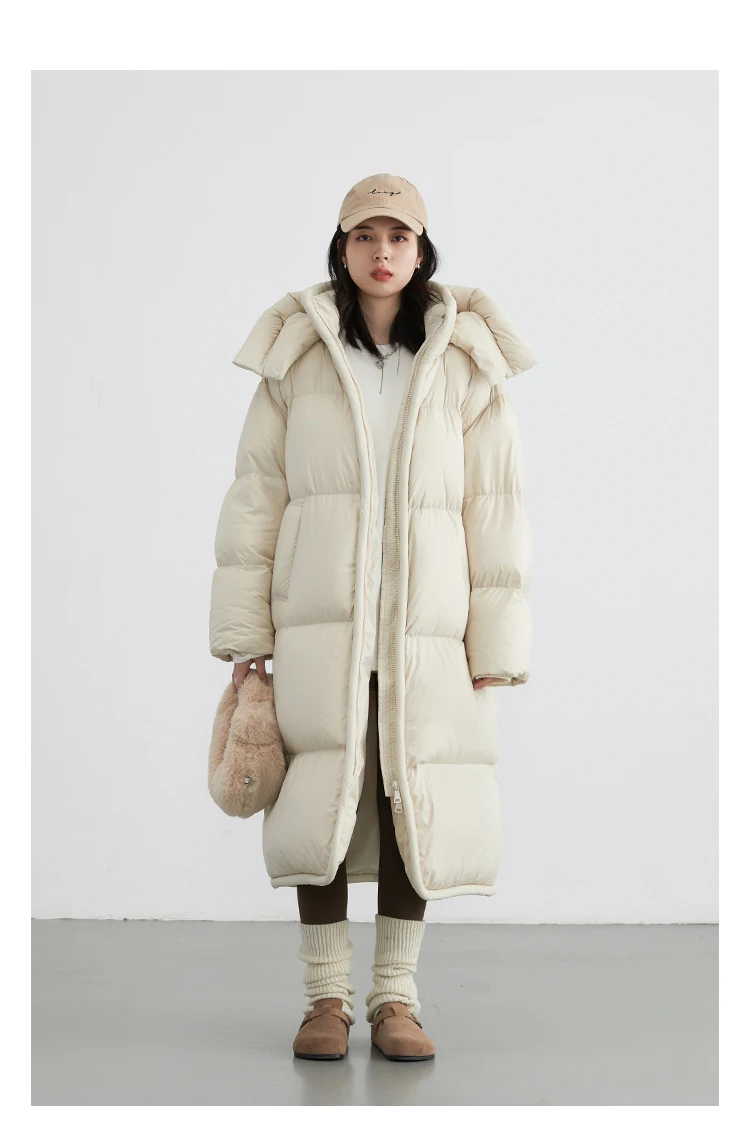 CHIC VEN Women Long Down Coats Hooked Loose New Solid Woman Down Jacket Thick Soft Warm Female Overcoat Autumn Winter 2025