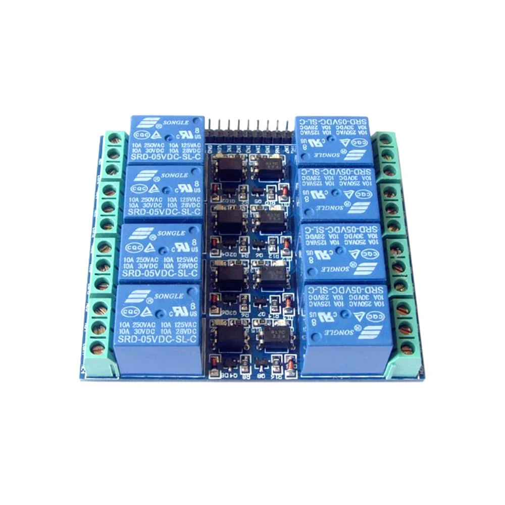 8 Way Relay Module 5V 10A on Board EL817 Optocoupler Relay Board Single-way Low Level Trigger Relay Support 3.3V/5V Level