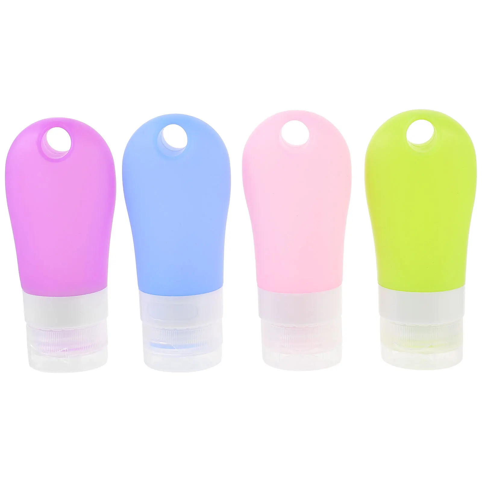 4Pcs Silicone Travel Bottle Set Empty Containers for Shampoo Lotion Liquid Soap Portable Dispense Bottles for Camping
