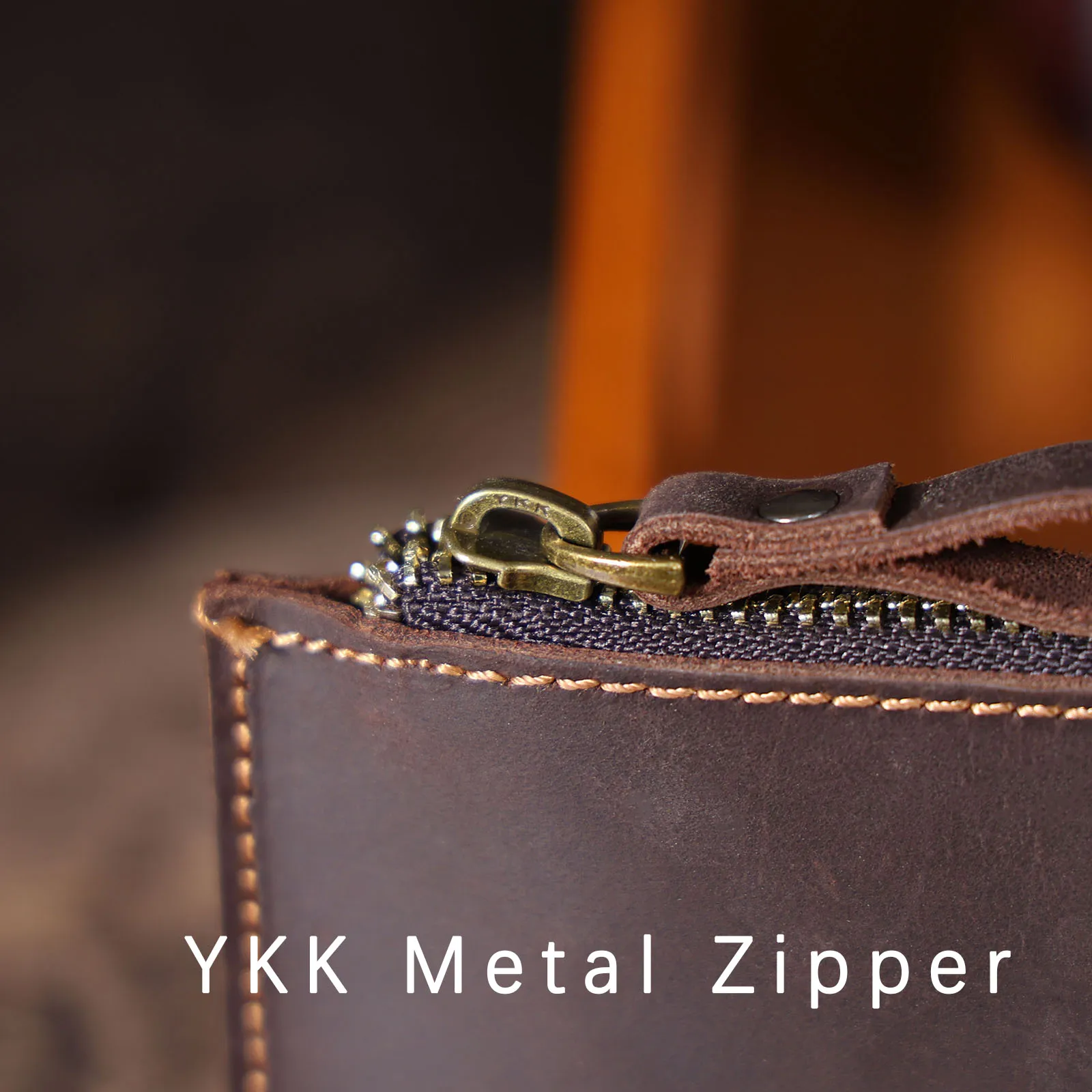 Echtes Leder Kartenhalter Einfache Mini-Geldbörse Mit YKK-Reißverschluss Crzay House Leder Perfekt zum Tragen von Münzen, Karten, Schlüsseln – Detail 10