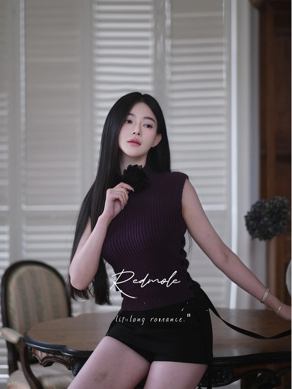 

Redmole Camere Blend Knitted Vest Purple Broomsti Design Tie Dye Slim Fit Outerwear Nylon Regenerated Cellulose Fiber Wool