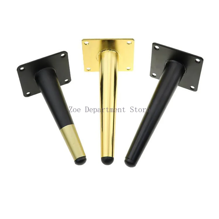 1 Piece Tapered Furniture Legs Metal Black Gold Cabinet Leg Cupboard Table Furniture Hardware Replacement Legs for Desk