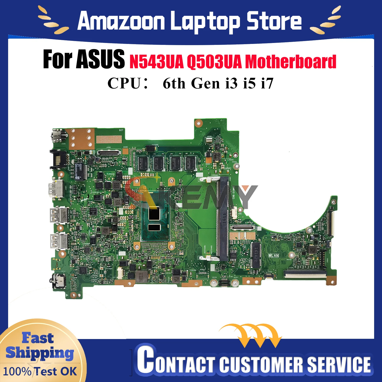 

Q503UA Материнская плата для ноутбука ASUS VivoBook Q503UA Q503U N543UA Материнская плата для ноутбука с процессором i3 i5 i7 100% тест ОК быстрая доставка