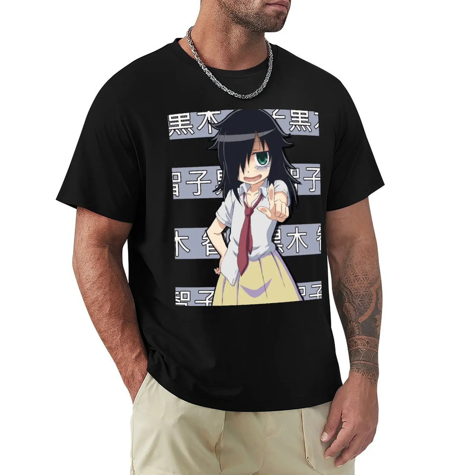 

Tomoko Kuroki WataMote Anime T-Shirt Louboutins Luxury man mens clothing