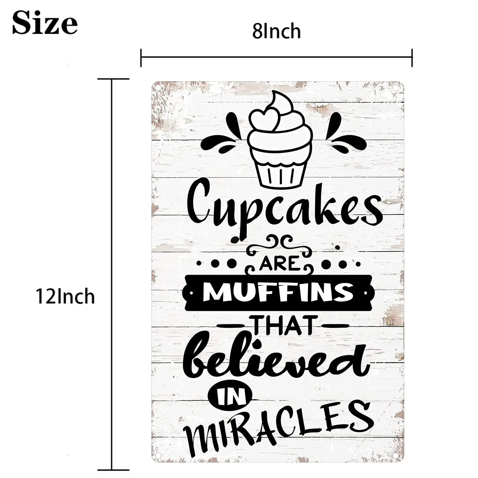 Funny Kitchen Quote Metal Tin Sign Cupcakes are Muffins That Believed in Miracles Sign for Home Kitchen Decor Gifts Wall Decor