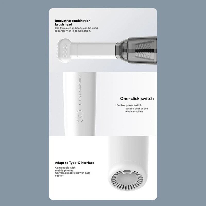 Smart Home Car Cleaning Machine USB Rechargeable For Car Home Pet Handheld Vacuum Cordless