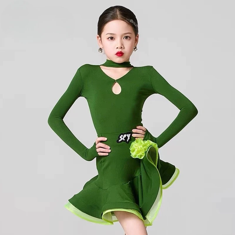

High-End Autumn-Winter Latin Dance Outfit for Girls Brightening Performance Competition Dance Attire