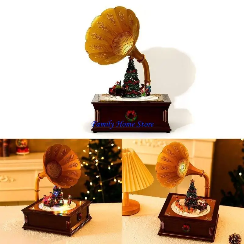 

P0UF Original Christmas Music Box with Light Ribbon Any Home or Office Decoration