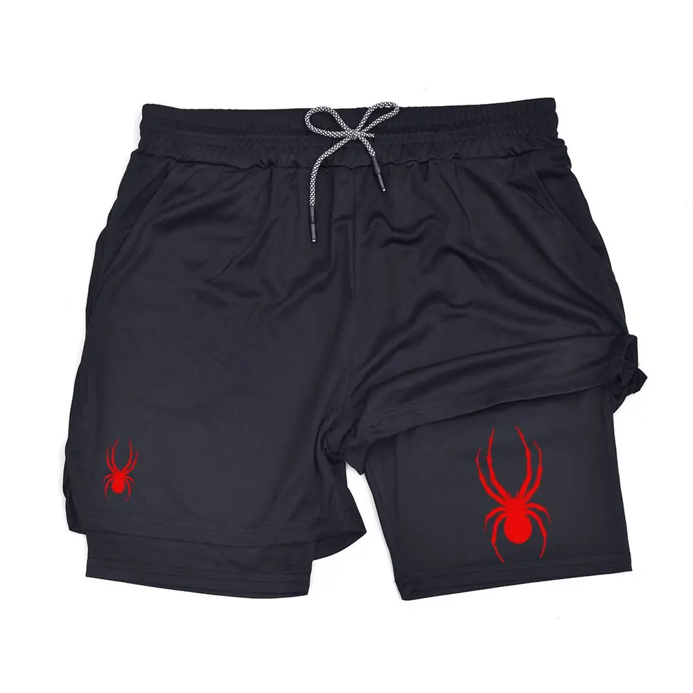 

Men's Fitness Two-in-one Shorts Double-layer Beach Pants Trendy Printed Sports Shorts Outdoor Training Running JW10101