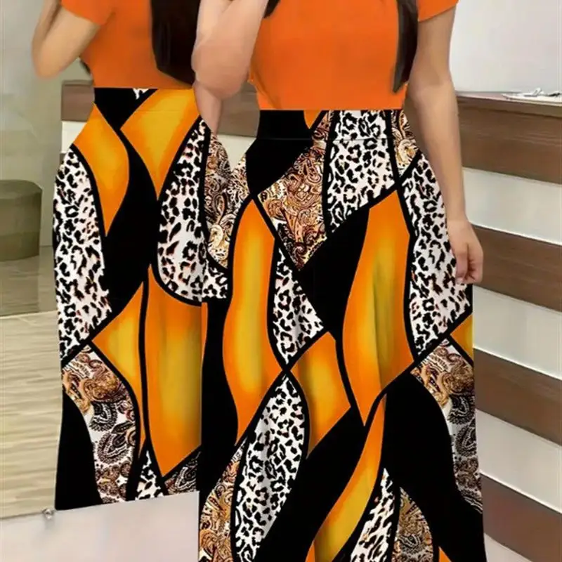 

Большие размеры Цветной принт Blo ortSve Dr Женское повседневное платье миди со сборками Све Шерстяная смесь Skater Dr