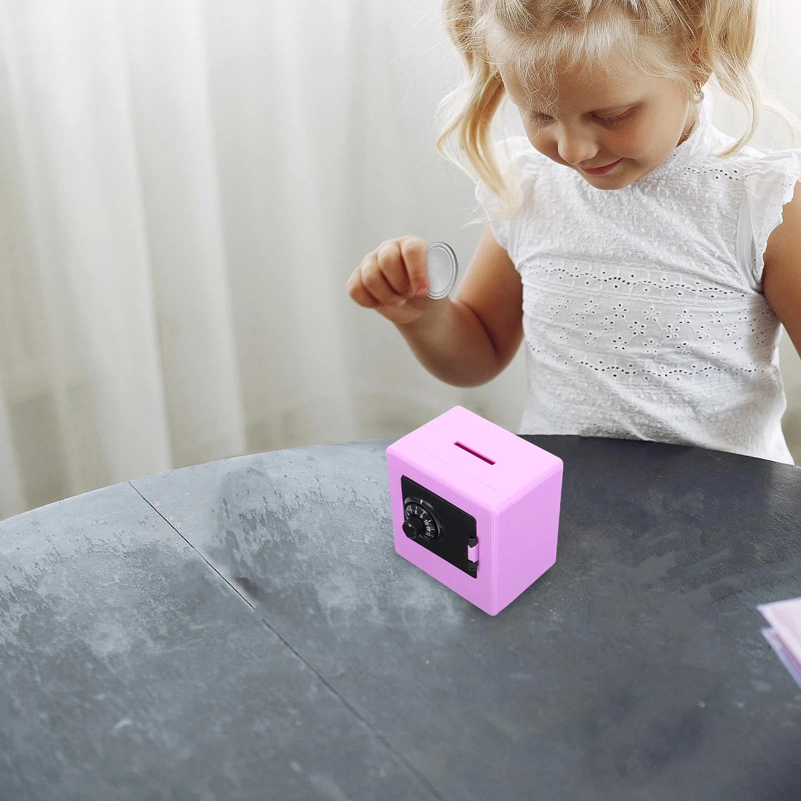 أطفال صغيرة آمنة أصبع البنك قفل بكلمة مرور حاوية المال البلاستيكية الصغيرة عملة البنك الأطفال توفير المال صندوق الأمان ديكور