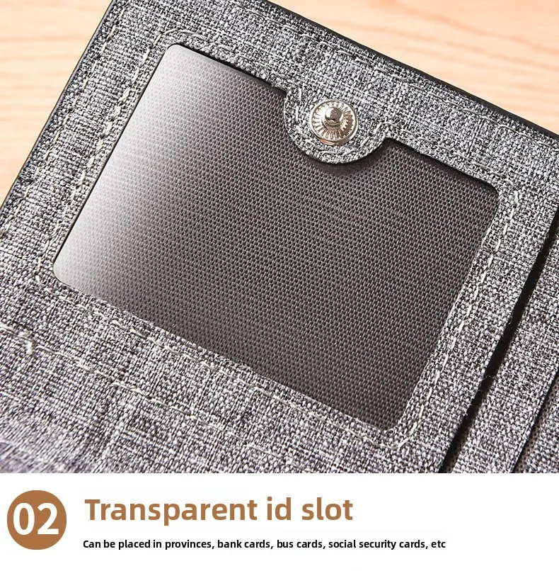 Minimalistische Herren-Geldbörse aus Canvas mit vertikaler Ausrichtung und mehreren Kartenfächern, personalisierte Studentengeldbörse, ultradünne, faltbare kleine Geldbörse. – Detail 12