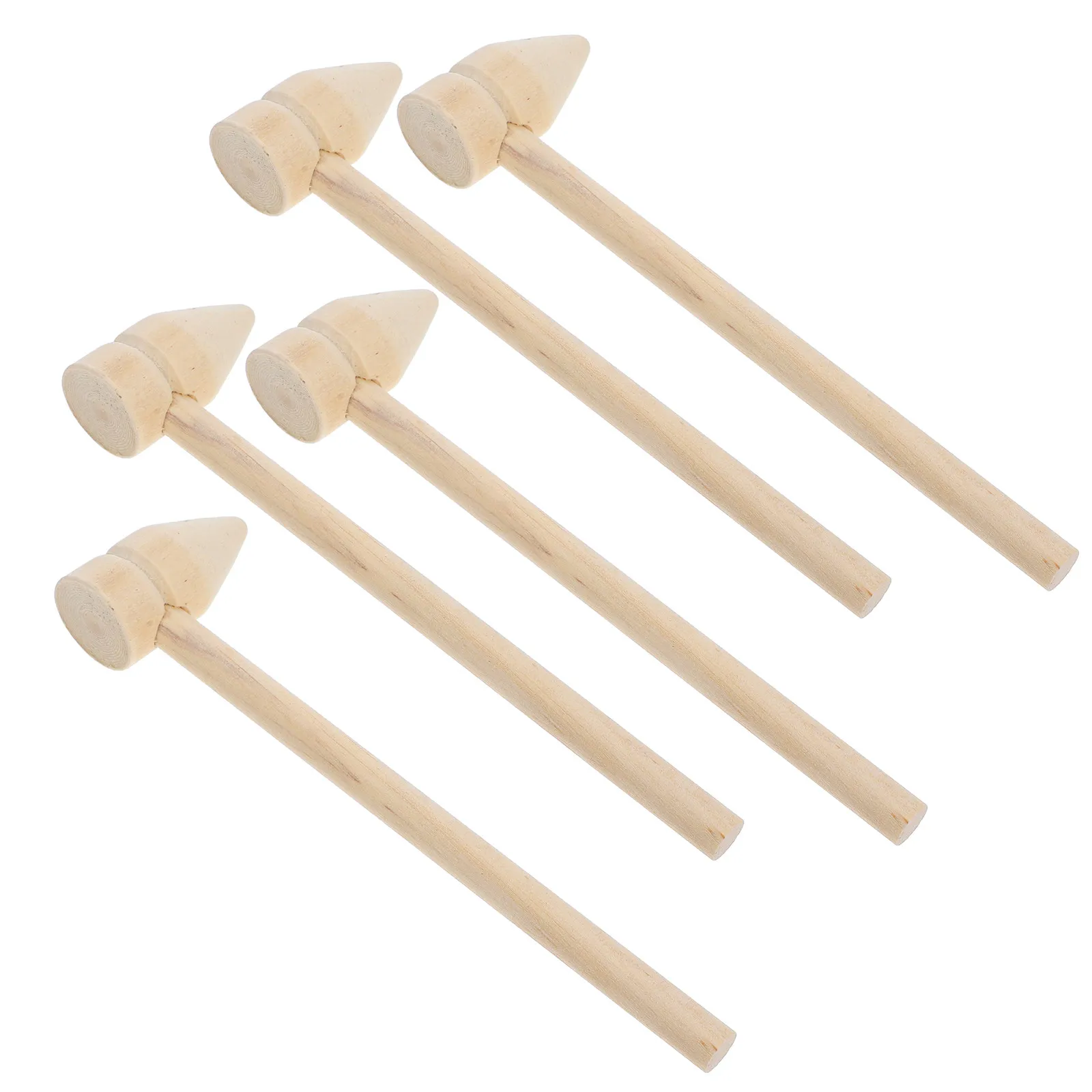 

5Pcs Tiny Wooden Hammers Kids Ergonomic Smooth Surface Build Assemble Pound Dig Play Prop Multi-Use Mini Mallet