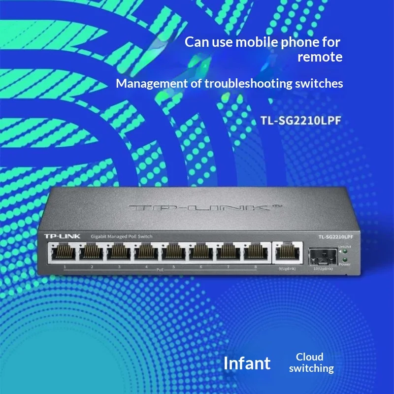 TP-LINK 10-Port Cloud Managed PoE Switch TL-SG2210LPF, 8 PoE+ Ports 68W, 2.5G SFP Uplink, VLAN & 6kV for Surveillance