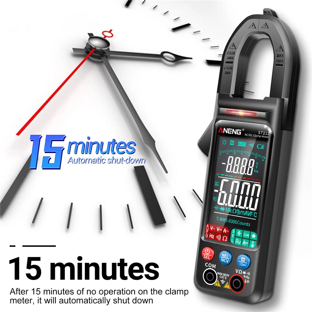 ST211/ST212 Pro DC/AC prąd cyfrowy miernik cęgowy VA kolorowy ekran Tester napięcia 6000 liczy 400A Amp multimetr samochodowy Hz NCV Ohm