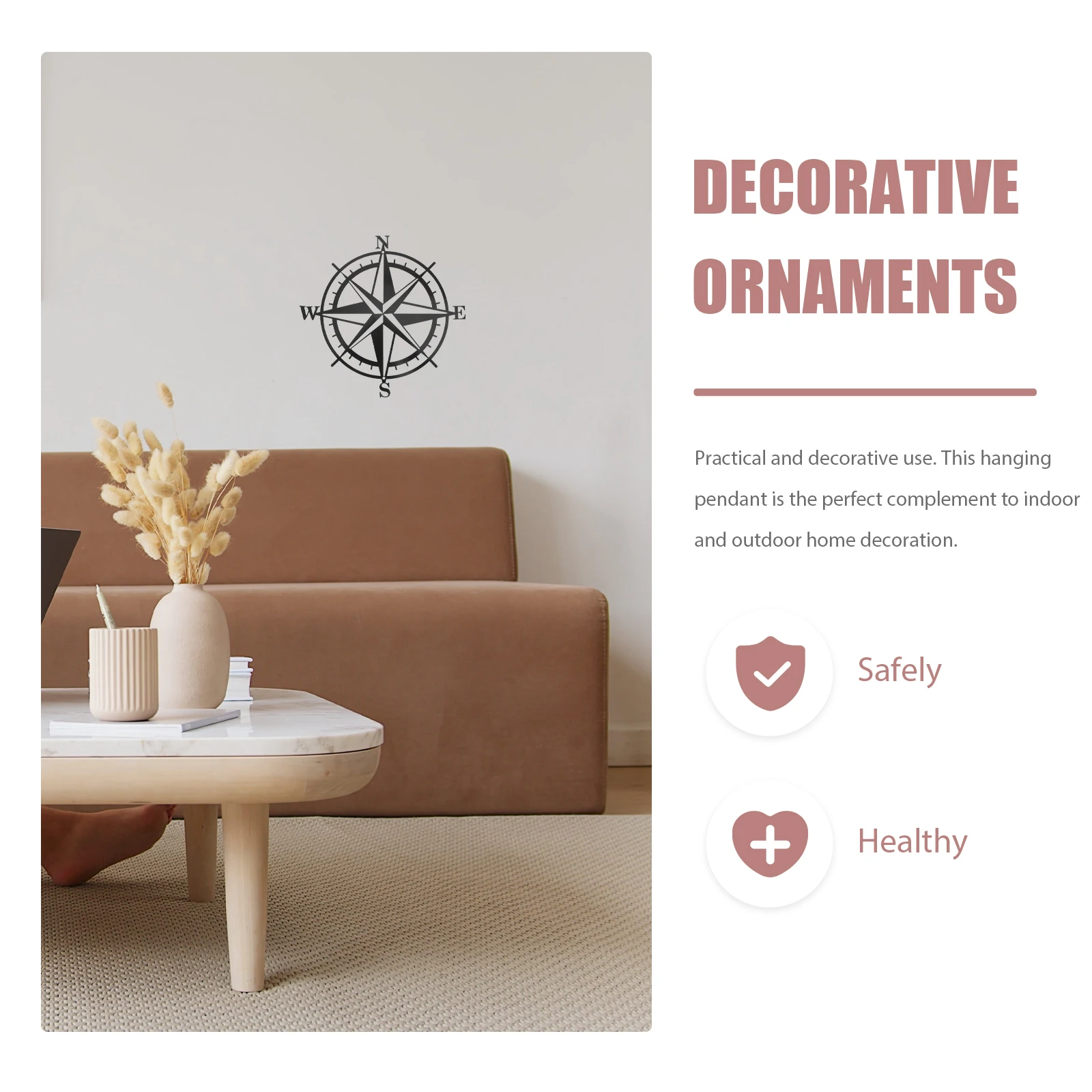 

Carved Compass Pendant High-Quality Home Wall Hanging Decoration For Living Room Coffee Shop Studio Iron Art Craft