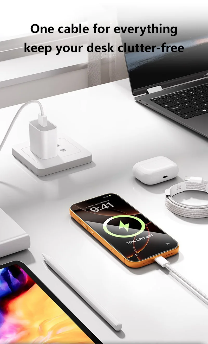 5 Stück USB-A-Kabel zu USB-C 240W Schnellladekabel unterstützt Schnellladung für iPhone 17 16 15 Samsung Huawei Xiaomi usw. – Detail 3
