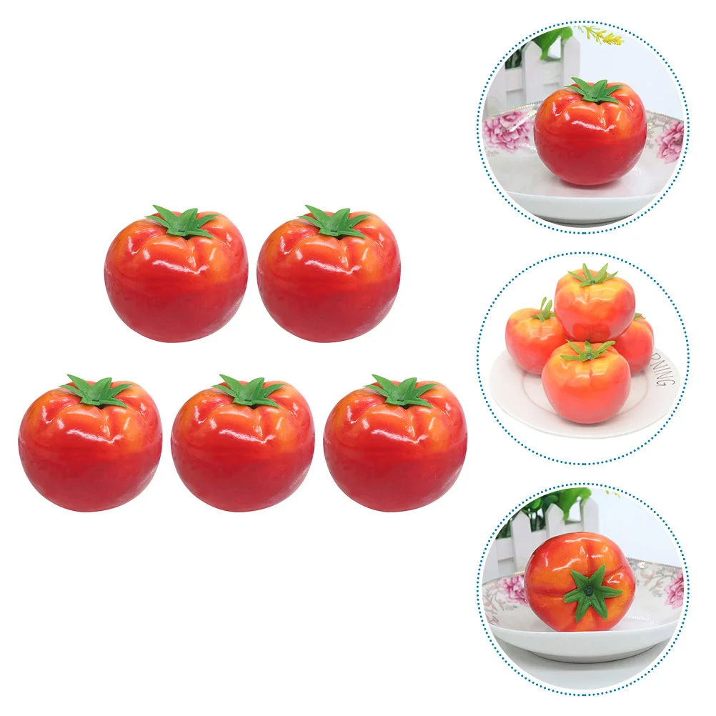 5 Pcs Imitation Tomato Lifelike Small Decorative Prop Fake Photo Modeling Ornament Grape