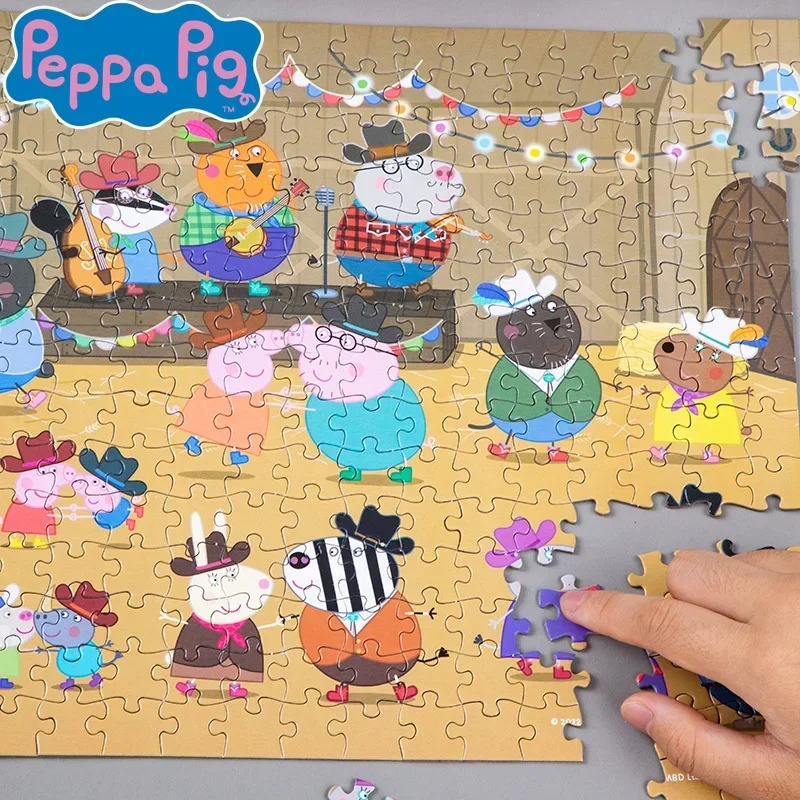 Kawaii Peppa خنزير لغز أنيمي الكرتون نموذج اللعب 3 إلى 6 سنوات التعليمية الأطفال 100 قطع كبيرة لغز سلم اللعب الهدايا #1