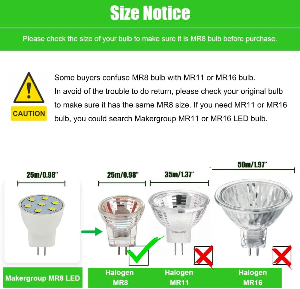 MR8 Light Bulb LED Replacement for Mini Halogen Recessed Lamps 12 Volt 1\