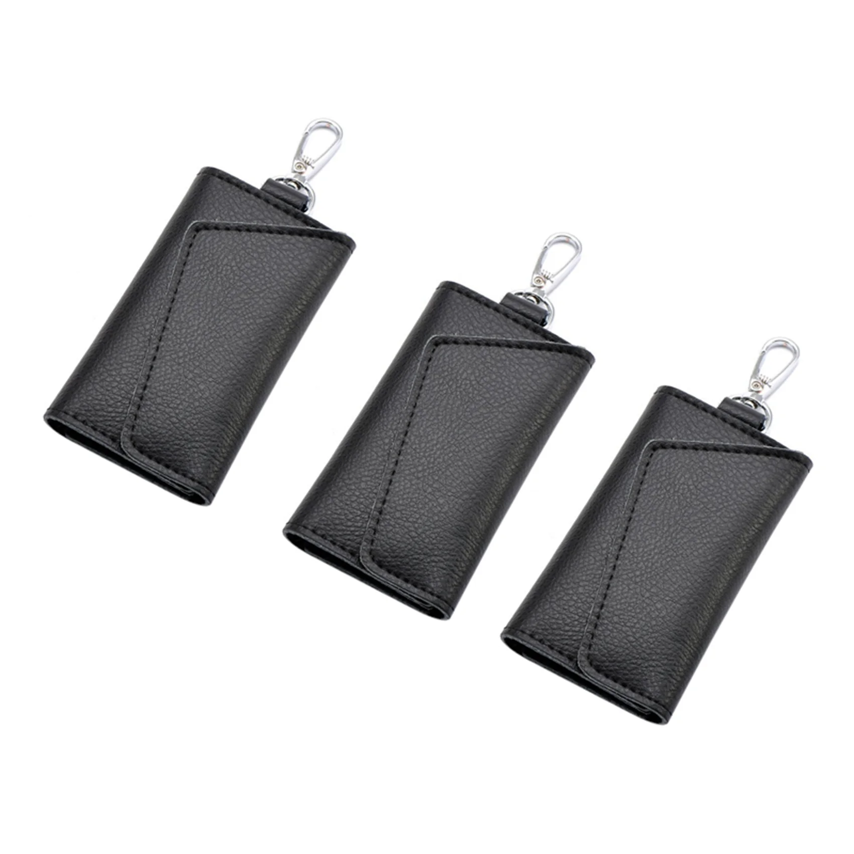 

3X Keychain Men Women Key Holder Organizer Pouch Car Key Bag Wallet Housekeeper Key Case Mini Card Bag Black