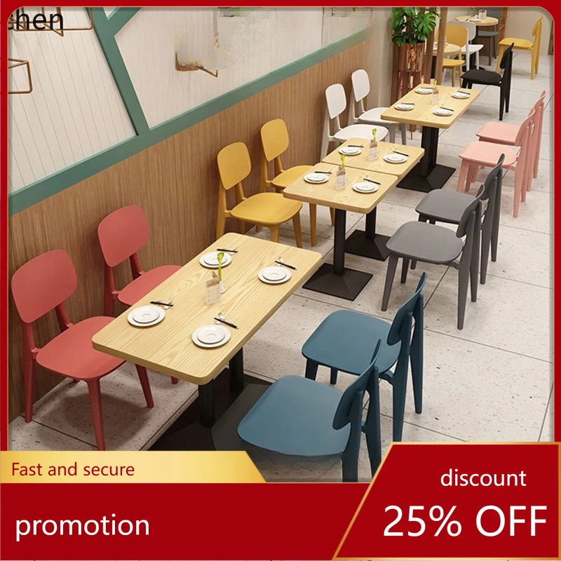 

LXC Fashion Simple Dining Table and Chair Set Fast Food Restaurant Long Table Hot Pot Restaurant Western Restaurant Dining Table