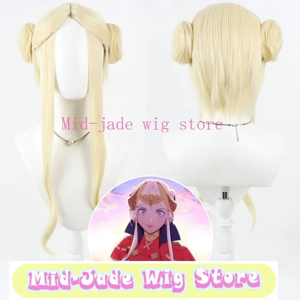 Edelgard Cosplay Wig Synthetic Hair with Detachable Buns Realistic Scalp for Three Houses Fans Carnival