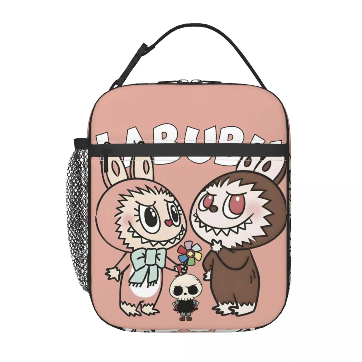 Custom Labubues With Friends Insulated Lunch Bag for  Anime Cooler Thermal Bento Box Outdoor Camping Travel Portable Tote Bags