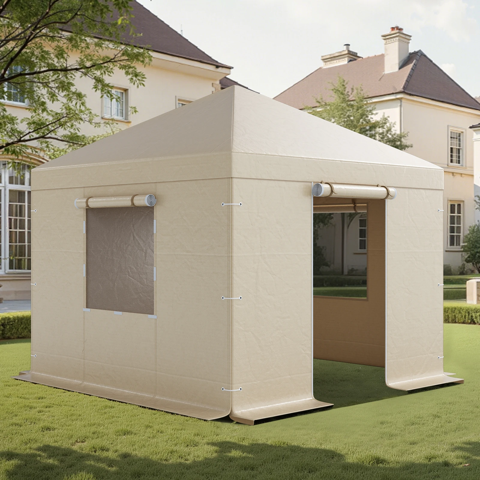 

SucceBuy Winter Gazebo Cover Fits Hardtop Gazebo with Sidewalls Mesh Windows Enclosed Storage Shelter Cover Gazebos not Included