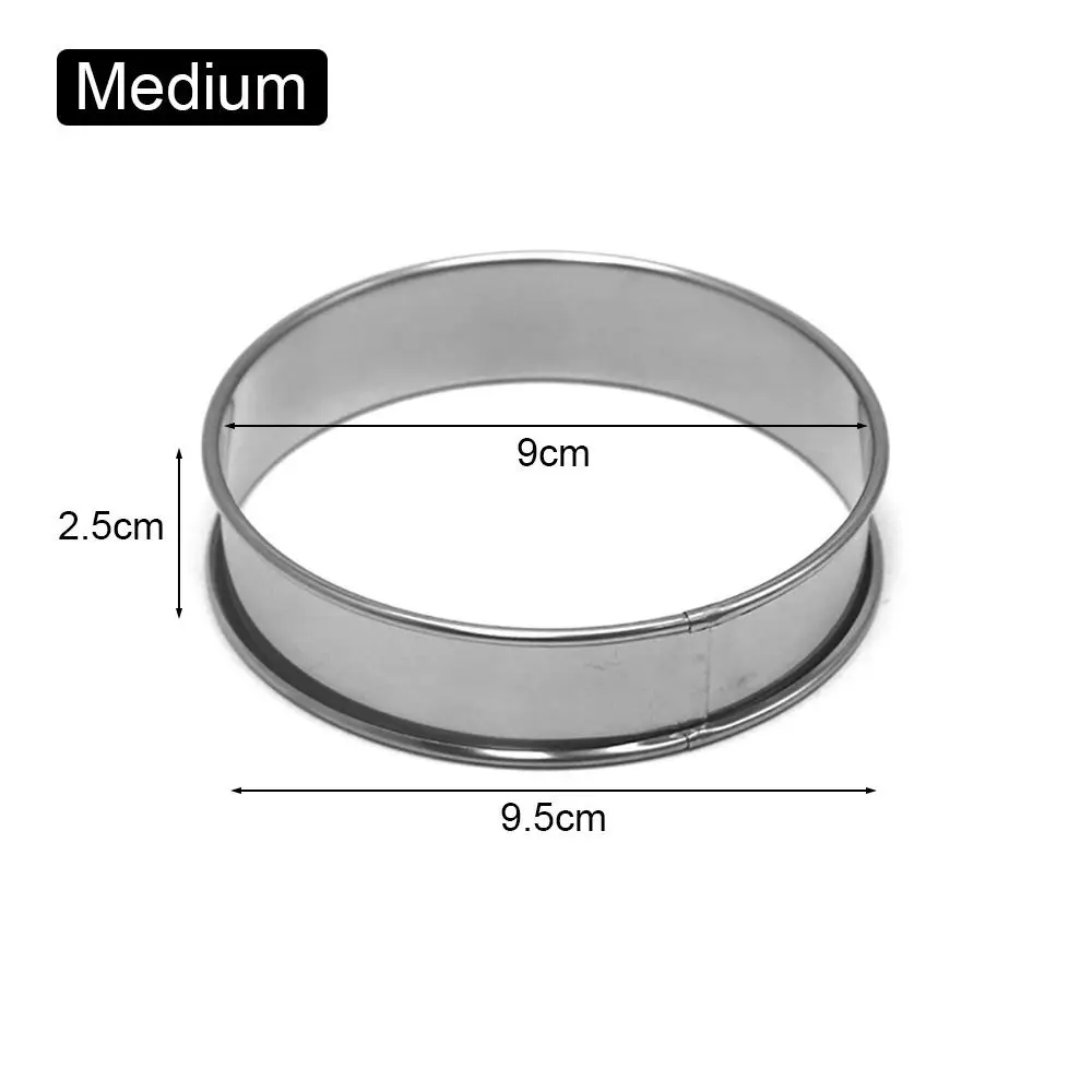 1Pcs Stainless Steel Muffin Tart Rings Fruit Pie Cake Cookie Kitchen Accessory Double Rolled Tart Ring for Food Making 8/9/10cm
