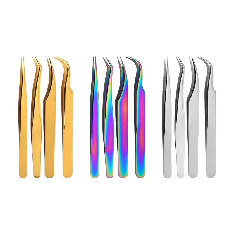 1 قطعة ملاقط الرموش الفولاذ المقاوم للصدأ ملاقط سوبيرهارد عالية الدقة مكافحة ساكنة الملقط لملحقات رمش