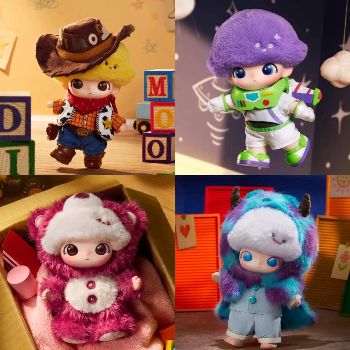 Image of POP MART DIMOO WORLD PIXAR Serie Vinyl-Plüsch-Anhänger Mystery Box Original Blind Box Überraschungsspielzeug Taschenanhänger Figuren Wohndekoration