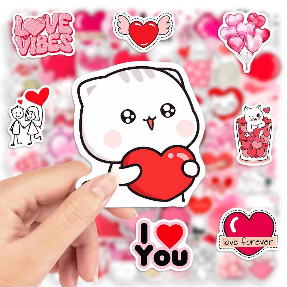 Red Heart Love Stickers Valentine\'s Day DIY Gift Toys for Scrapbook Diary Journals Laptop Luggage Bottles Decorative Waterproof