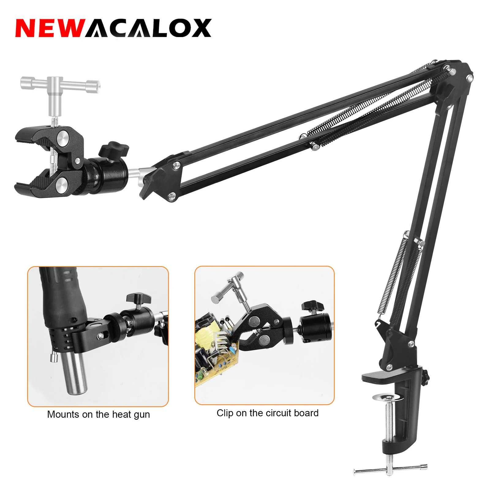 NEWACALOX Soldering Third Hand Tool Adjustable Heat Gun Frame PCB Holder Welding Helping Hands for Desoldering Assistant Repair