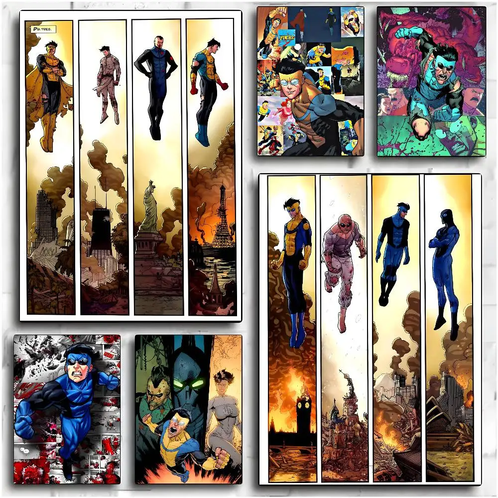 I-Invincible Cartoon Poster No drilling required leaves no marks Self-adhesive stickers can be applied to any surface