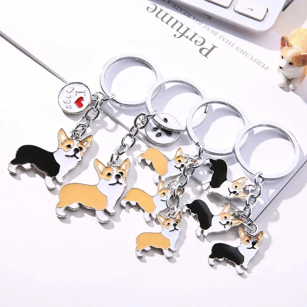 Women Cartoon Spaniel Accessories Welsh Corgi Dog Couple Ornaments Bag Key Chain Dog Key Chain Handbag Pendant Corgi Key Chain