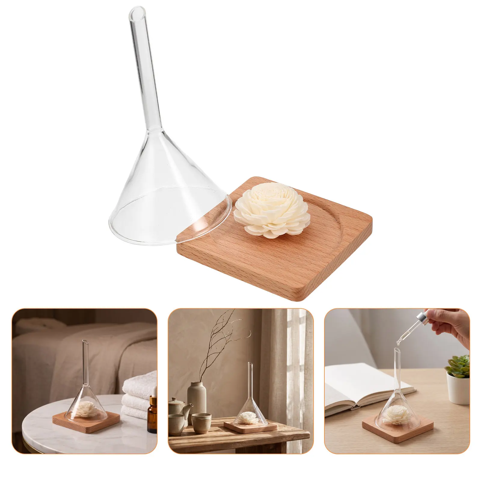 1 set Mini Aromatherapy Diffuser Funnel Fragrance Testing Glass Perfume Test Flower Funnel  For Aroma Essential Oil Diffuser