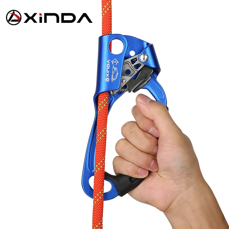 Outdoor Sports Rock Climbing Ascend, Right/Left Hand Grasp 8-13mm Rope Ascender Device, Mountaineer Riser Tool Kits
