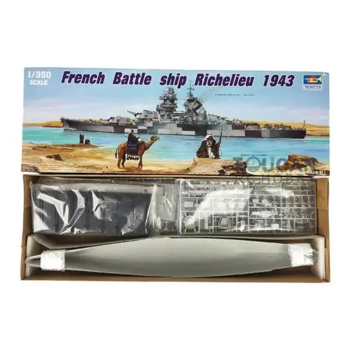 Trumpeter 1/350 escala 05311 acorazado francés Richelieu 1943 modelo de buque de guerra Kit de construcción juguetes para niños regalo de cumpleaños TH05397-SMT6